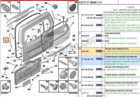 Bagaj Kapak Amortisörü PRT3 PRT4 1P