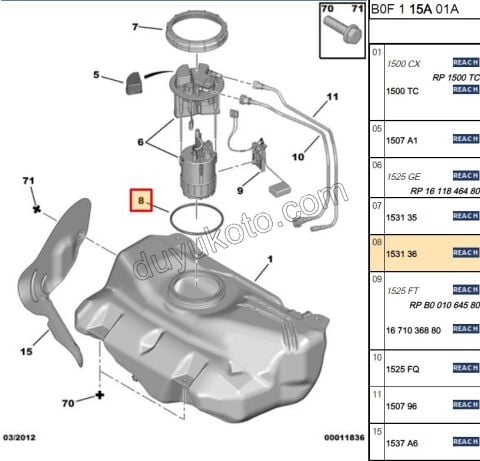 Depo Şamandıra Contası P107 P108 Benzinli / DIZEL