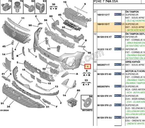 Ön Tampon P20082MQ 3LED KOR NOKTA+