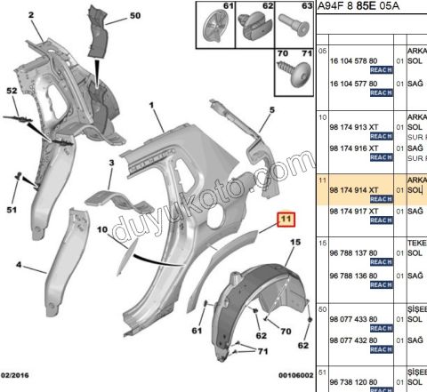 Dodik Arka Çamurluk Sol P20082 KAPIDA KALAN