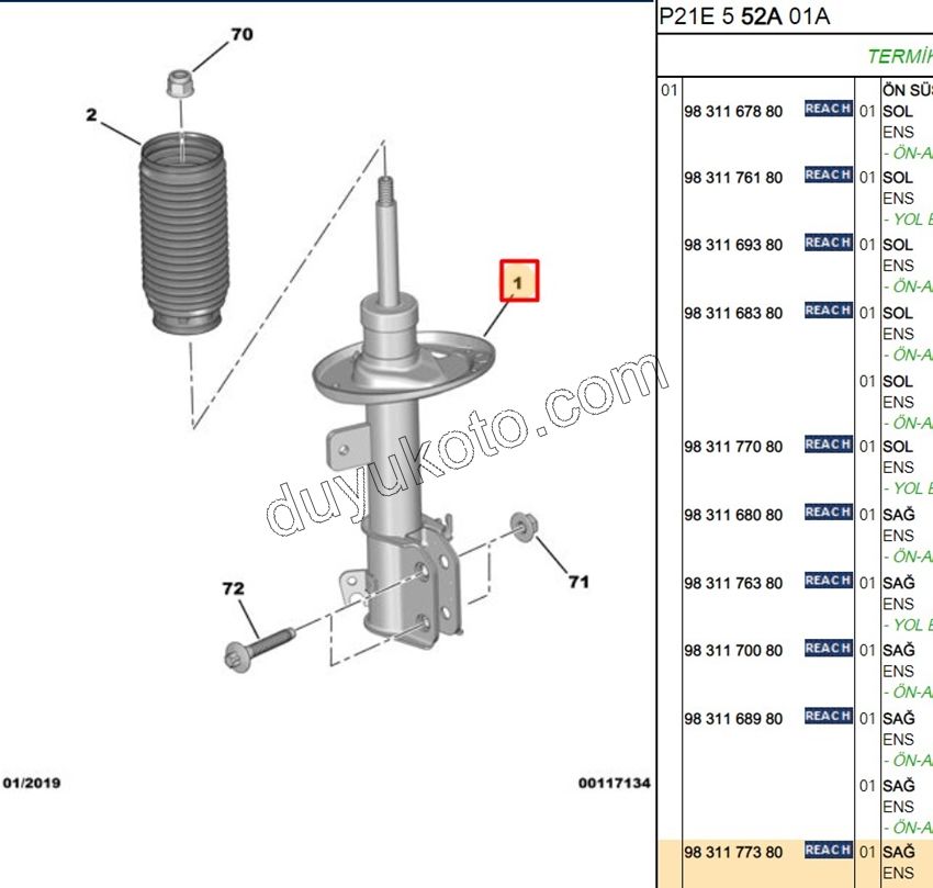 Ön Sağ Amortisör P2082 EB2