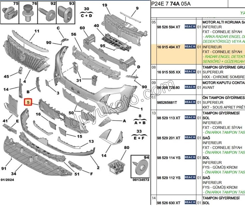 IZGARA ON TAMPON ALT P20082MQ 3LED RADAR+