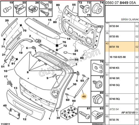 Bagaj Kapak Amortisörü C4PC1 9654433480