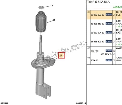 Ön Sol Amortisör C42 DS41 P30081 P50081