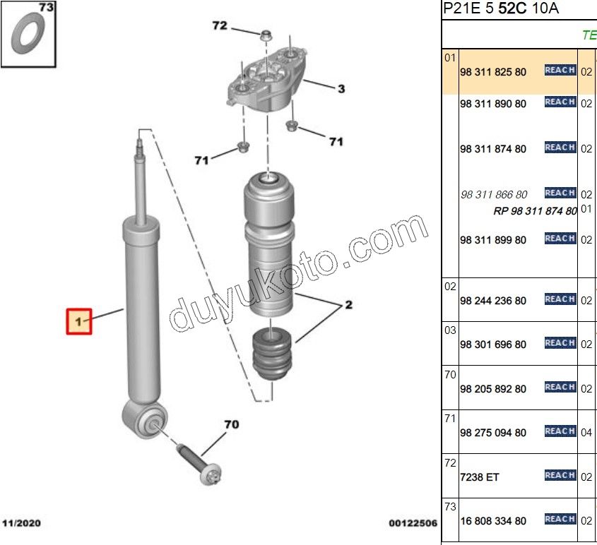 Arka Amortisör Sağ/Sol P2082 EB2