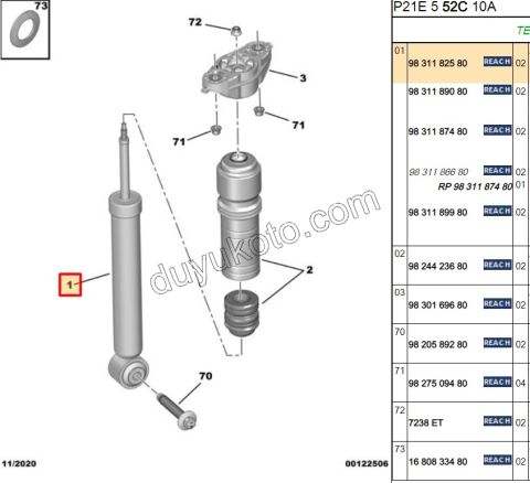 Arka Amortisör Sağ/Sol P2082 EB2