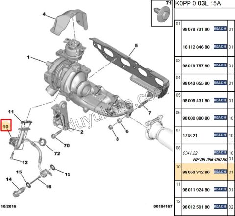 BORU HORTUM TURBO YAGLAMA DW10FD SCD4 EXP4