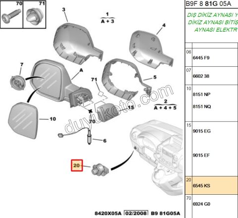 Ayna Kumanda Anahtarı PRT3 C2 C31 11PIN