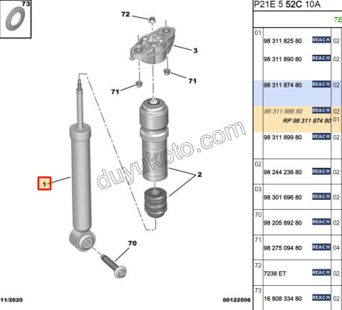 Arka Amortisör Sağ/Sol P2082 EB2