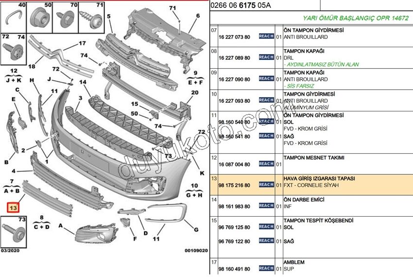 IZGARA ON TAMPON ALT KUCUK CELYMQ 2017>