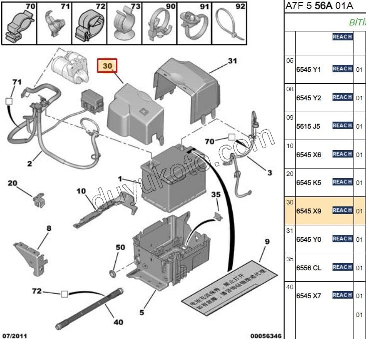 Akü Muhafaza Kapağı Üst Sağ P207