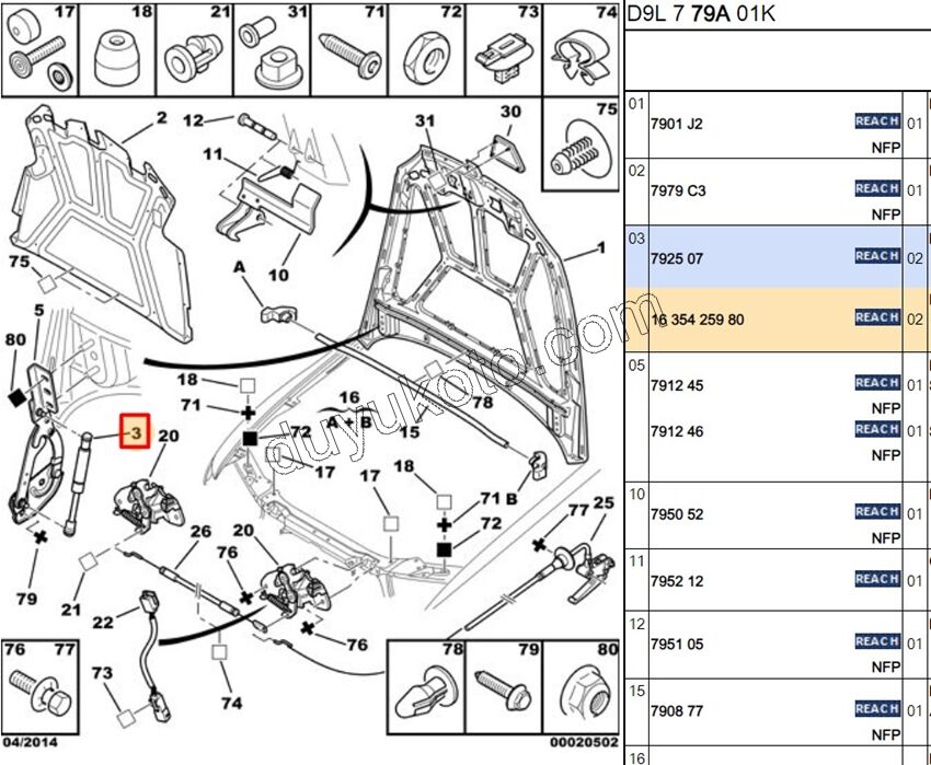 Motor Kaput Amortisörü P406 COUPE