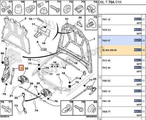 Motor Kaput Amortisörü P406 COUPE