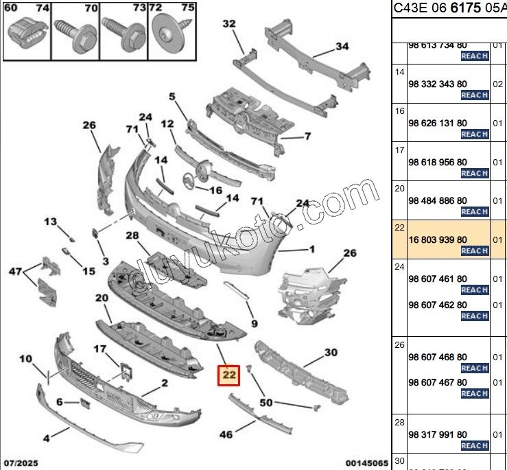DEFLEKTOR ON TAMPON YAN TK SAG / SOL C4X