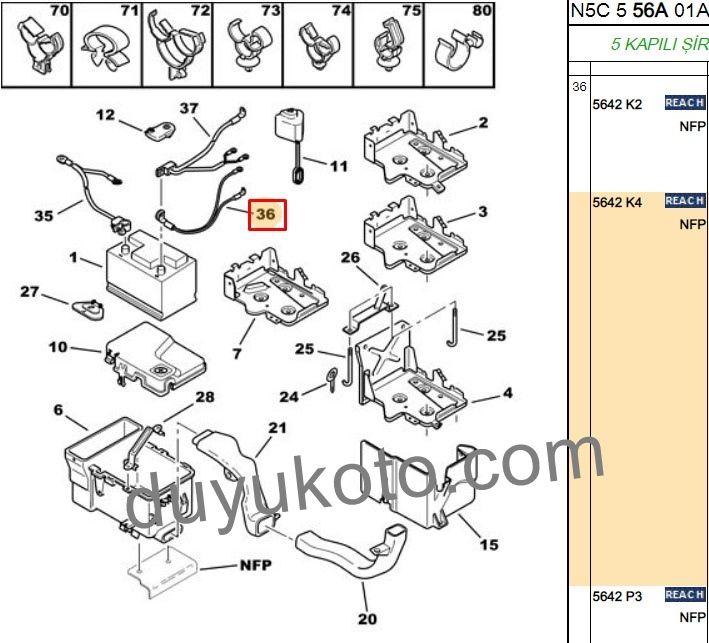 PEUGEOT 306 AKÜ KABLOSU POZİTİF