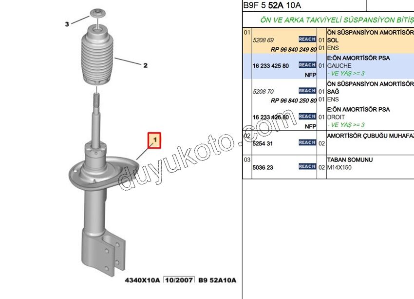 Ön Sol Amortisör PRT3