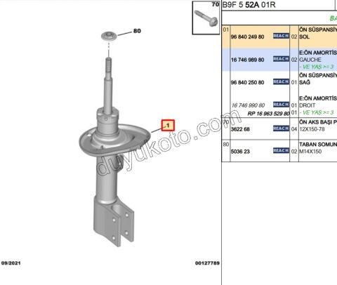 Ön Sol Amortisör PRT3