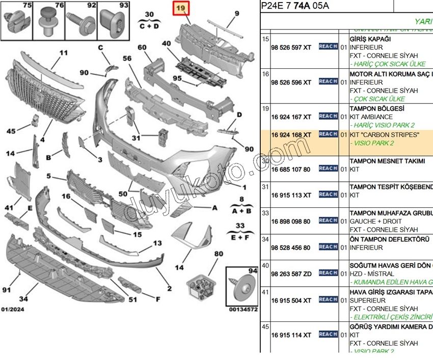 KAPLAMA ON TAMPON UST P20082MQ 3LED CARBON STRIPES