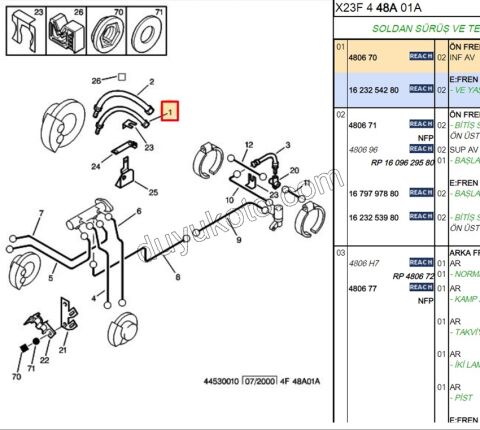 Fren Hortumu Ön Alt BXR1 DCT1