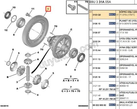 DISLI DIFRANSIYEL 1.6HDİ Euro4 71 DTS-