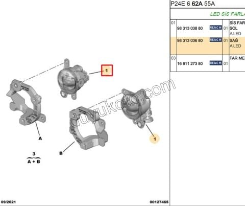 Peugeot 2008 Citroen C3 Aircoss Sis Farı Sağ (Ledli) 2019/2023