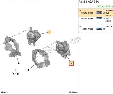 Peugeot 2008 Citroen C3 Aircoss Sis Farı Sol (Ledli) 2019/2023