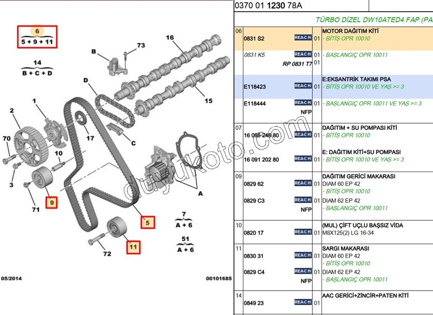 Eksantrik/Triger Kayış Seti DW10ATED4 8V