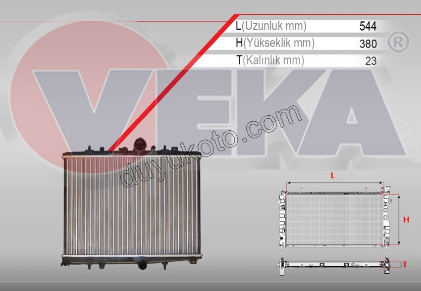 Motor Su Radyatörü (Otomatik Vites) P406 99> 2.0HDI 8V Tahliyeli