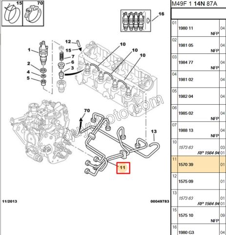BORU ENJEKTOR TK PRT1 4AD XUD7 1.9D,E.M 97/98 BOSCH