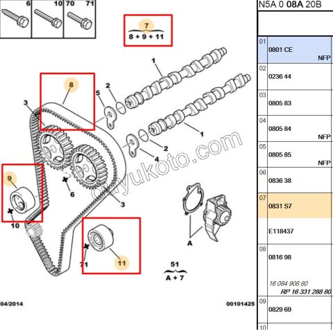Eksantrik Triger Kayış Seti XU7JP4 1.8 16V 136 (L3)