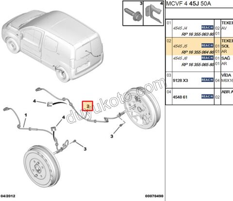 ABS Kablosu Arka Sol PBP FRN