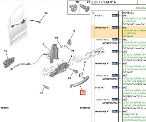 Dış Açma Kolu Sol Ön Kapı EXP4 DELIK+ SIYAH+