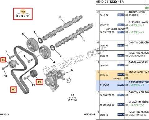 Eksantrik/Triger Kayış Seti EW10J4