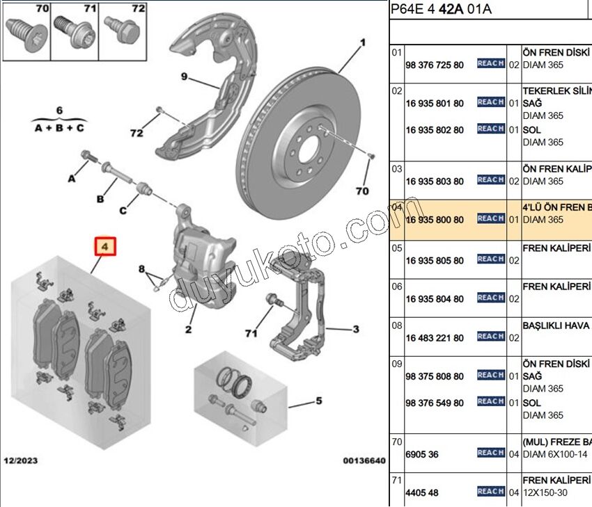 Fren Balatası Ön TK P30083E