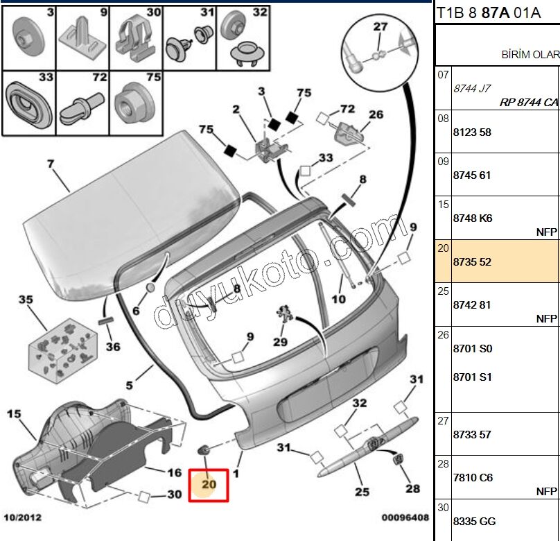 LASTIK TAKOZ BAGAJ KAPUT AYAR P206
