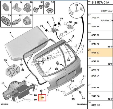 LASTIK TAKOZ BAGAJ KAPUT AYAR P206