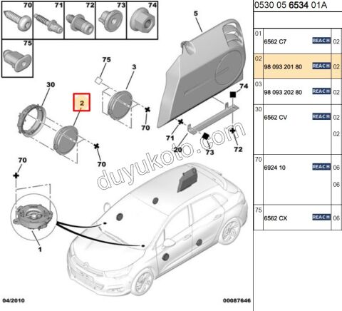 208 508 Rifter C4 C3 C3Aircross Berlingo Ön Kapı Hoparlör 16,5cm