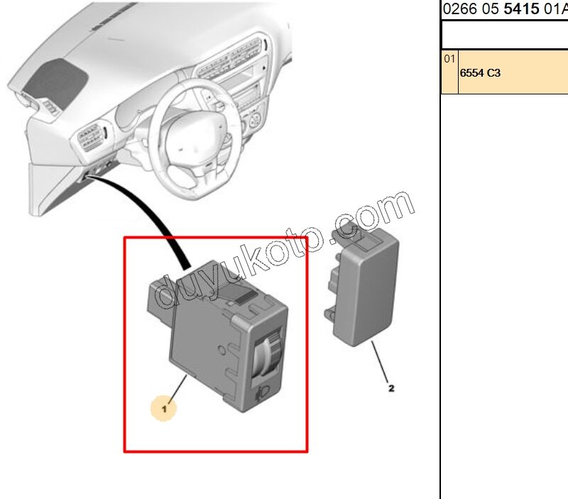 Far Yükseklik Ayarı Anahtarı PRT2 PRT3 P301 P407 C31 P3082