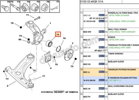Ön Teker Rulmanı P107