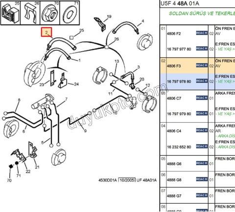 Fren Hortumu Ön Üst BXR1 DCT1