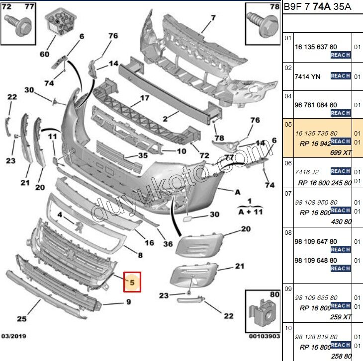 PANJUR ON TAMPON PRT3MQ2 15>19 KROM CER YOK ARMA+