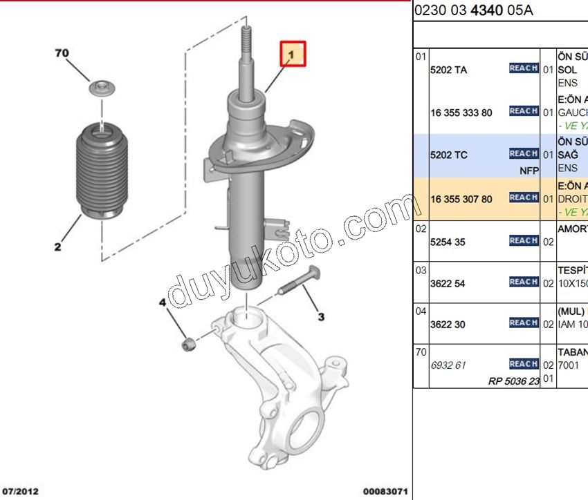 Ön Sağ Amortisör C31 C32 51MM