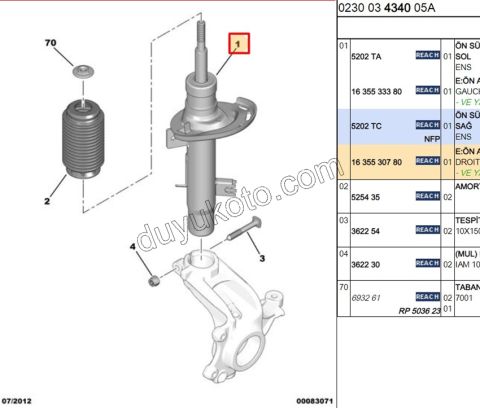 Ön Sağ Amortisör C31 C32 51MM
