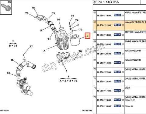 Hava Filtresi BXR3MQ DCT3MQ 2024> EURO6.4 B22LUC