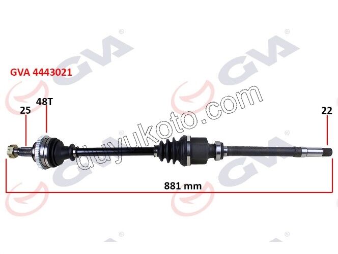 Aks Mili Sağ P206 ABS+ 1.6İ 16V Benzinli TIRTIR ABS+