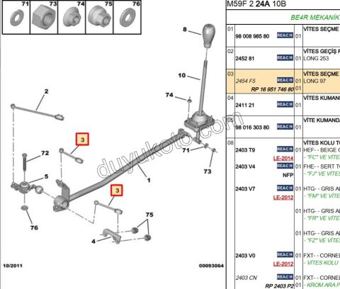 VITES ROTU PRT2 1.9D,Y.M 03/09 DW10 1.6HDİ Euro4 BE4R 11,5CM
