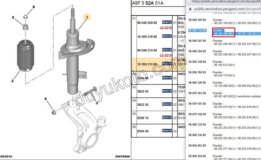 Sağ Ön Amortisör P2081