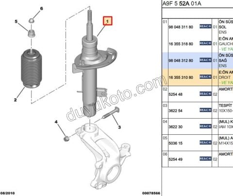 Sağ Ön Amortisör P2081