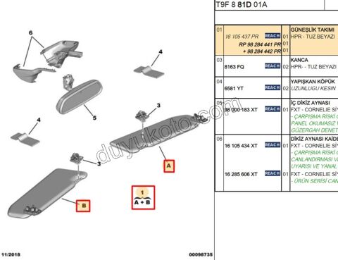 Güneşlik Takım P3082 TUZ BEYAZI ISIK+ TEK