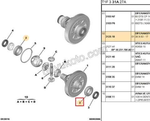 RULMAN DEFRANSIYEL YAN X 2AD BE4L